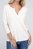 Melange Baby Waffle V-Neck Long Sleeve Top