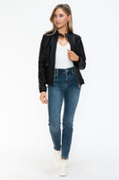 Snobbish PU Leather Biker Jacket with Side Zip Pockets