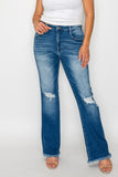 bytos Full Size Raw Hem Distressed High Rise Bootcut Jeans