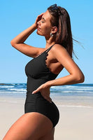 Scalloped V Neck Cut Out Monokini Swimwear