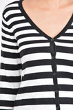 V Neck Striped Spandex Sweater Cardigan