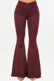 Leopard Bell Bottom Jean in Burgundy- Inseam 32 Made In: USA