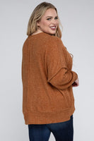 Plus Brushed Melange Drop Shoulder Sweater