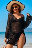 Crochet Side Split Beach Coverups Swimwear Dress