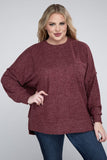 Plus Brushed Melange Drop Shoulder Sweater