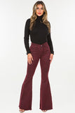 Leopard Bell Bottom Jean in Burgundy- Inseam 32 Made In: USA