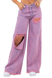 Vintage Ripped Wide Leg jean in Mineral Pink