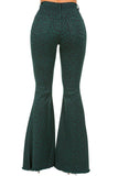 Leopard Bell Bottom Jean in Pine Green