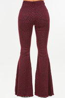 Leopard Bell Bottom Jean in Burgundy- Inseam 32 Made In: USA