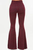 Leopard Bell Bottom Jean in Burgundy- Inseam 32 Made In: USA