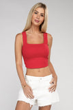 Cotton Square Neck Cropped Cami Top