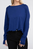 Cotton Raglan Sleeve Thumbhole Top