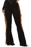 Fringe Bell Bottom Jean in Black- Inseam 32