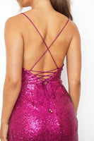 Sequin Cowl Front Bodycon Dress