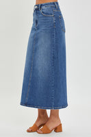 RISEN High Rise Back Slit Denim Skirt