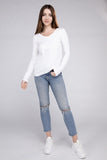 Cotton V-Neck Long Sleeve T-Shirt