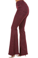 Leopard Bell Bottom Jean in Burgundy Made in USA