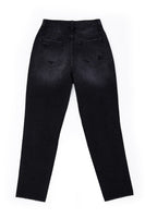 Black distressed straight jeans