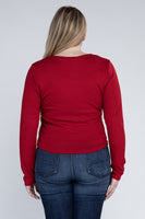 Plus Classic Ribbed Round Neck Long Sleeve