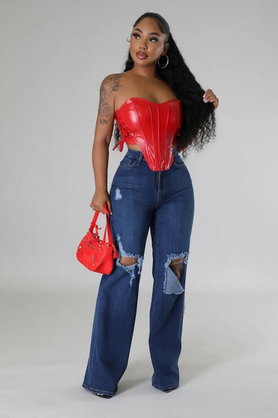 Jade Wide Leg Jean in Dark Denim Made in America