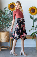 Reborn J Floral Wrap Ruffle Hem Skirt