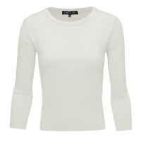 Crewneck 3/4 Sleeve Spandex Pullover Sweater