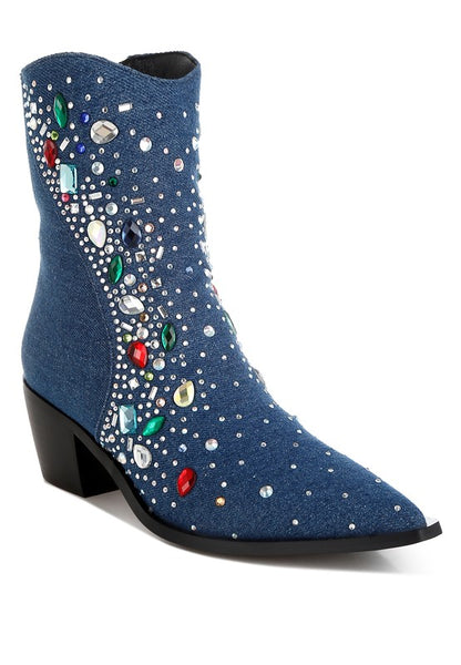 Starlit Multi Color Stones Embellished Boots