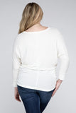 Plus Luxe Rayon Boat Neck 3/4 Sleeve Top