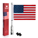 Motorcycle Flag Pole Kit with USA Flag - 13" Polished Aluminum Motorcycle Flag Mounts