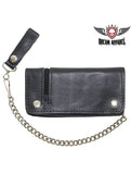 Black Leather Chain Wallet with Zipper Pouch Jimmy Lee Leathers Club Vest