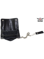 Black Leather Chain Wallet with Zipper Pouch Jimmy Lee Leathers Club Vest