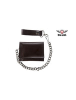 Brown Biker Tri Fold Motorcycle Chain Wallet Jimmy Lee Leathers Club Vest