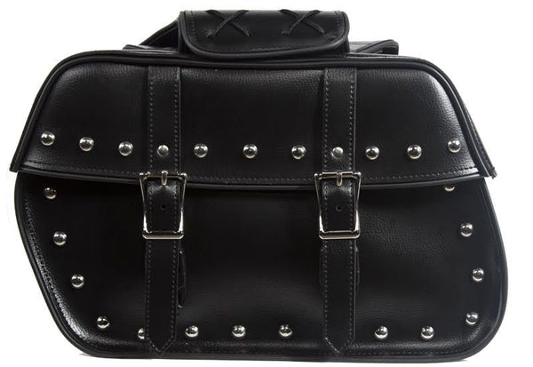 Black Motorcycle Saddlebags with Studs