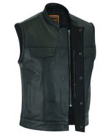 CONCEALED ZIPPER SNAP CLOSURE, PREMIUM COWHIDE, MOTORCYCLE VEST Jimmy Lee Leathers Club Vest