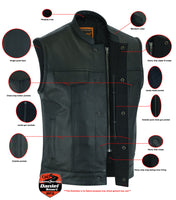 CONCEALED ZIPPER SNAP CLOSURE, PREMIUM COWHIDE, MOTORCYCLE VEST Jimmy Lee Leathers Club Vest