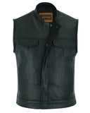 CONCEALED ZIPPER SNAP CLOSURE, PREMIUM COWHIDE, MOTORCYCLE VEST Jimmy Lee Leathers Club Vest