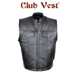 Club Vest Defender by Jimmy Lee Dual Outside Access CCW MC Vest in Naked Cowhide Jimmy Lee Leathers Club Vest