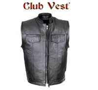 Club Vest Defender by Jimmy Lee Dual Outside Access CCW MC Vest in Naked Cowhide Jimmy Lee Leathers Club Vest