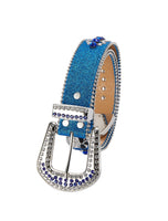 Premium Strap Blue Biker Bling Rhinestones Diamond Belt