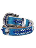 Premium Strap Blue Biker Bling Rhinestones Diamond Belt