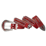 Premium Strap Red Biker Bling Rhinestones Diamond Belts