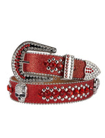 Premium Strap Red Biker Bling Rhinestones Diamond Belts