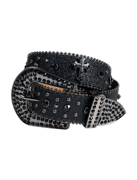 Premium Straps Biker Bling Rhinestone Crystal Diamond Belt with Crosses