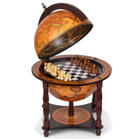 13" Diameter Globe with 57pc Chess and Checkers Set