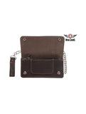 Heavy Duty Distressed Brown Leather Bifold Motorcycle Chain Wallet Jimmy Lee Leathers Club Vest