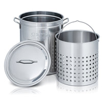 Chef's Secret 44 Quart Stainless Steel Stockpot w/ Basket: Perfect for Soups, Boils, Stews and Tamales