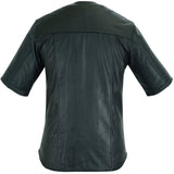 LEATHER PERFORATED MID SLEEVE MOTORCYCLE SHIRT Jimmy Lee Leathers Club Vest