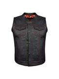 Ladies Motorcycle club vest Premium Cowhide Red Thread Red Paisley Lining by Jimmy Lee Leather Jimmy Lee Leathers Club Vest