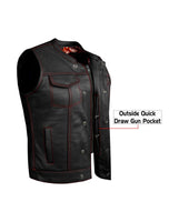 Ladies Motorcycle club vest Premium Cowhide Red Thread Red Paisley Lining by Jimmy Lee Leather Jimmy Lee Leathers Club Vest