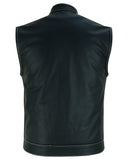 MEN’S PAISLEY BLACK LEATHER MOTORCYCLE VEST WITH WHITE STITCHING Jimmy Lee Leathers Club Vest